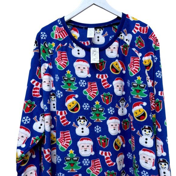 NEW Christmas Fleece Top XXL Unisex Blue Holiday Santa Long Sleeve Pullover - Picture 2 of 8
